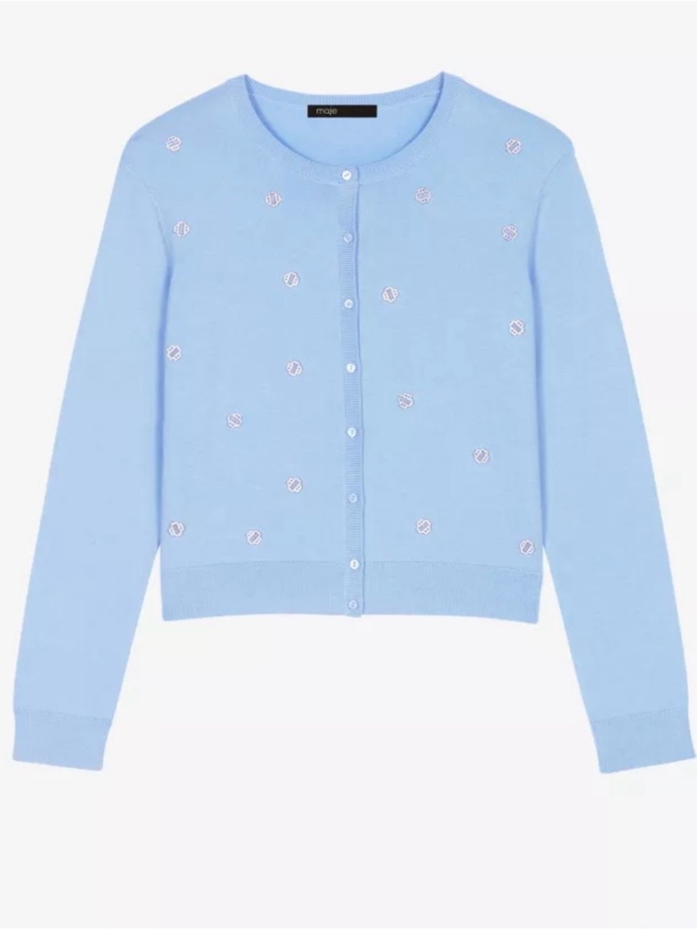 Maje Clover shape-embellished stretch wool-blend cardigan